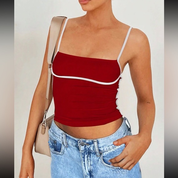 Color block pink casual tank top - Picture 9 of 16